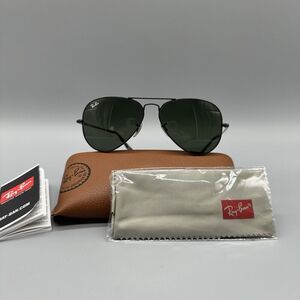 RAY BAN RB3689 9148/31 Aviator Metal II Green Lenses Unisex Sunglasses